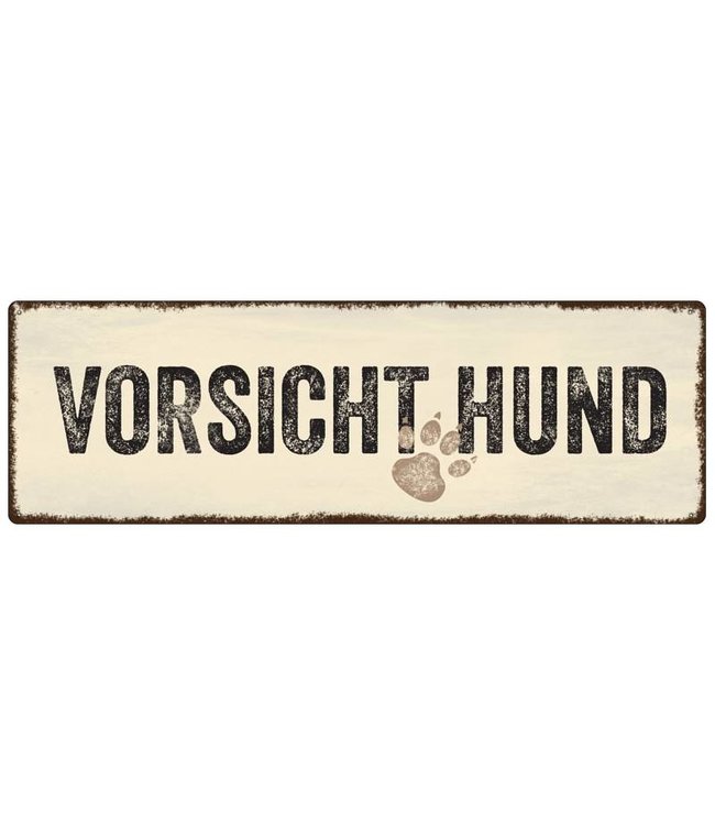 Interluxe - Shabby Vintage Holzschild "Vorsicht Hund"