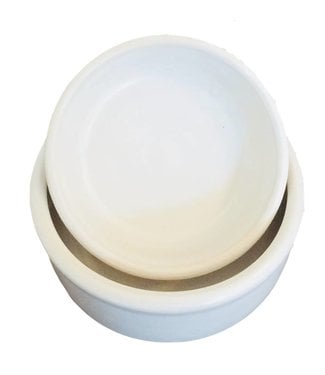 Flöckchens - Hundenapf Keramik mit EM - Creme-Weiss