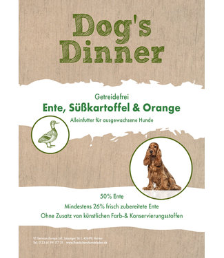Dogs Dinner - Trockenfutter Ente, Süßkartoff und Orange
