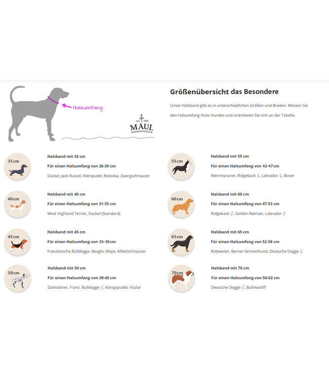 Maul Ledermanufaktur - Hundehalsband Klassik Soft mit Kickverschluss