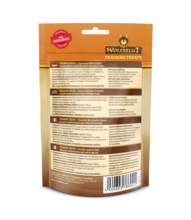 Wolfsblut - Training Treats Wide Plain - Pferd mit Süßkartoffel 70g