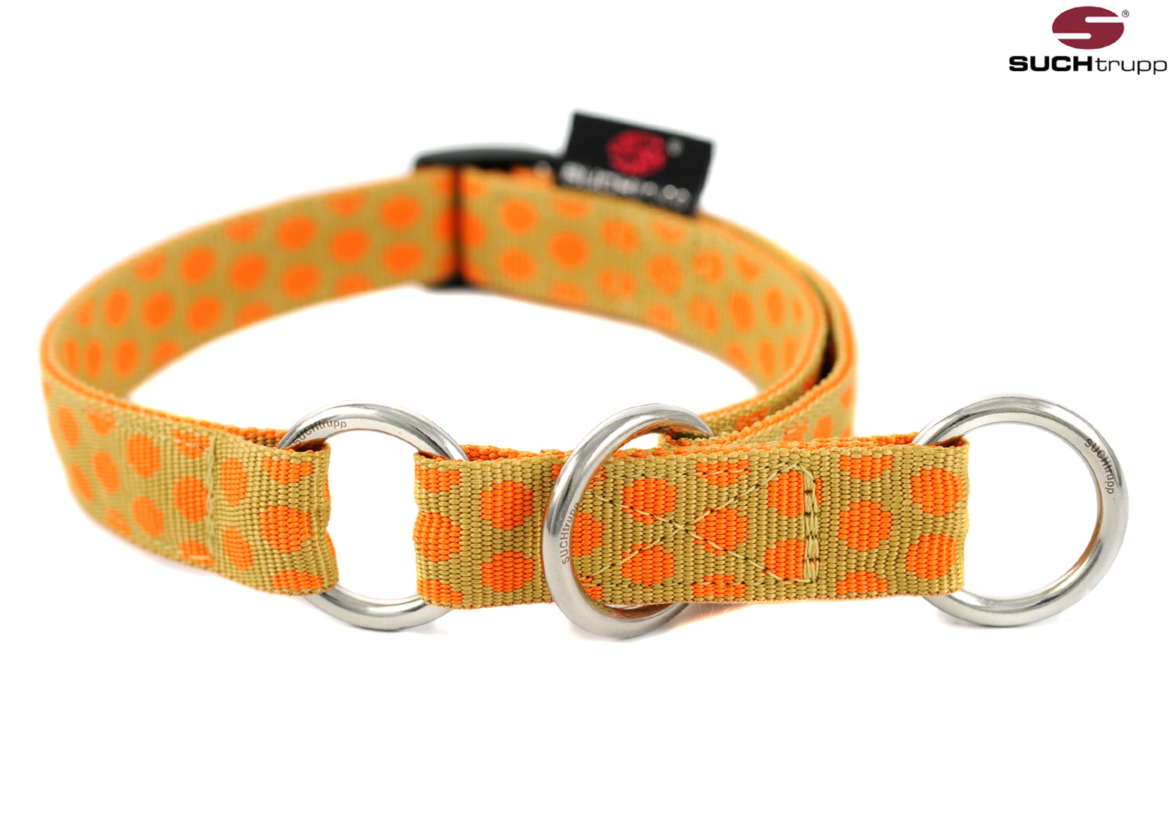 Zugstopp Halsband Beige-Orange-Silver von Suchtrupp - Flckchens Hundeladen