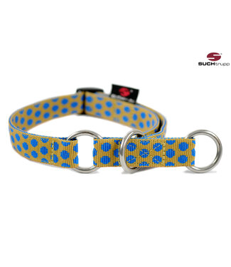 Suchtrupp -  Zugstopp Halsband Dots Beige-Royalblue