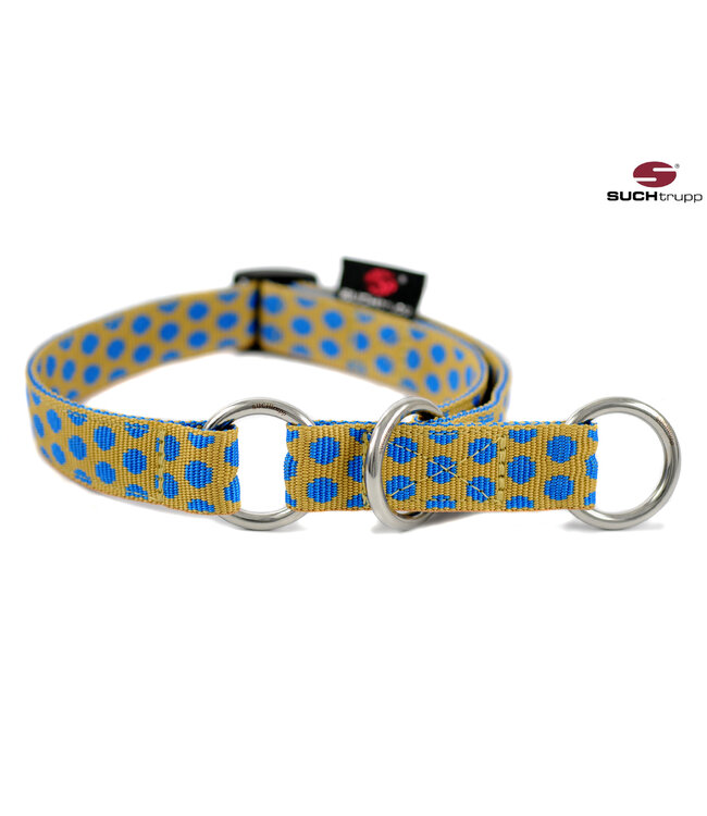 Suchtrupp -  Zugstopp Halsband Dots Beige-Royalblue