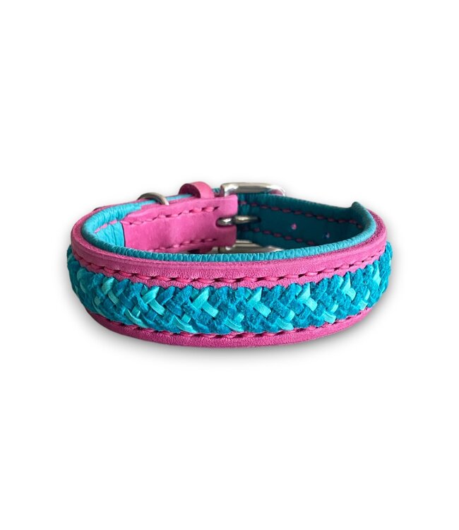 Flöckchens - Hundehalsband Rose Turquoise Tressé