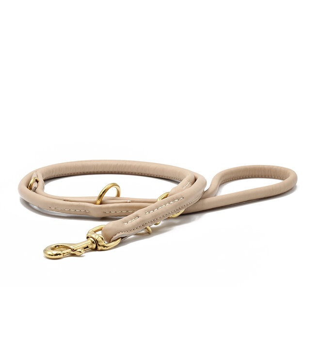 Maul Ledermanufaktur - Hundeleine rundgenäht altrosa und elfenbein