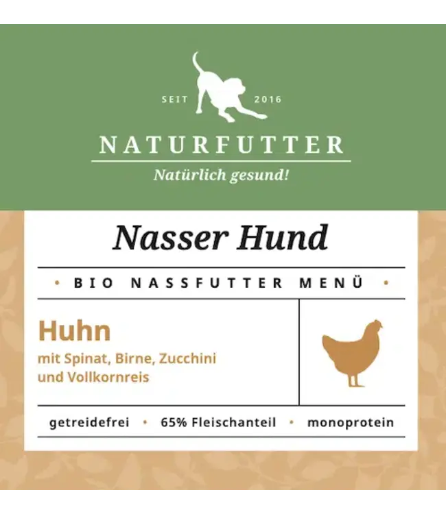 Naturfutter -  Hundefutter Nasser Hund Bio-Huhn - DE-ÖKO-034