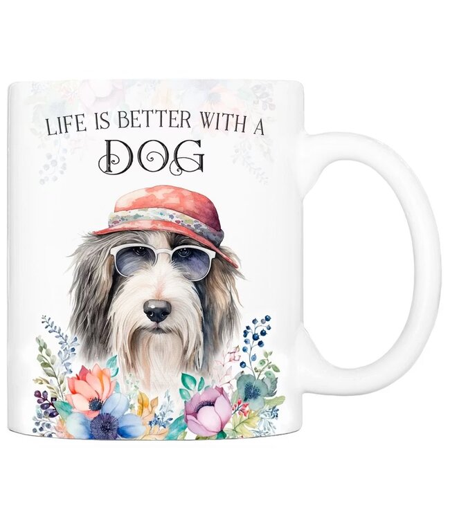 Cadouri -  Tasse LIFE IS BETTER WITH A DOG mit Bearded Collie