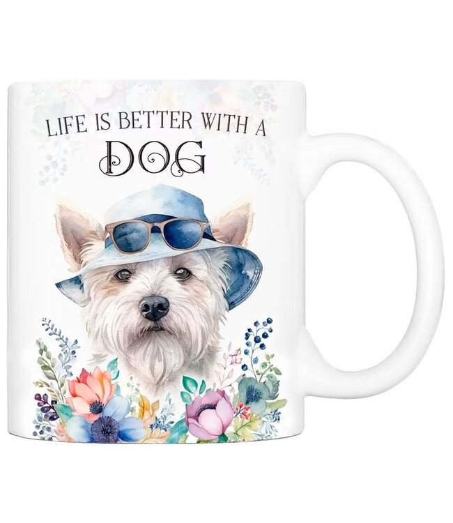 Cadouri -  Tasse LIFE IS BETTER WITH A DOG mit West Highland Terrier