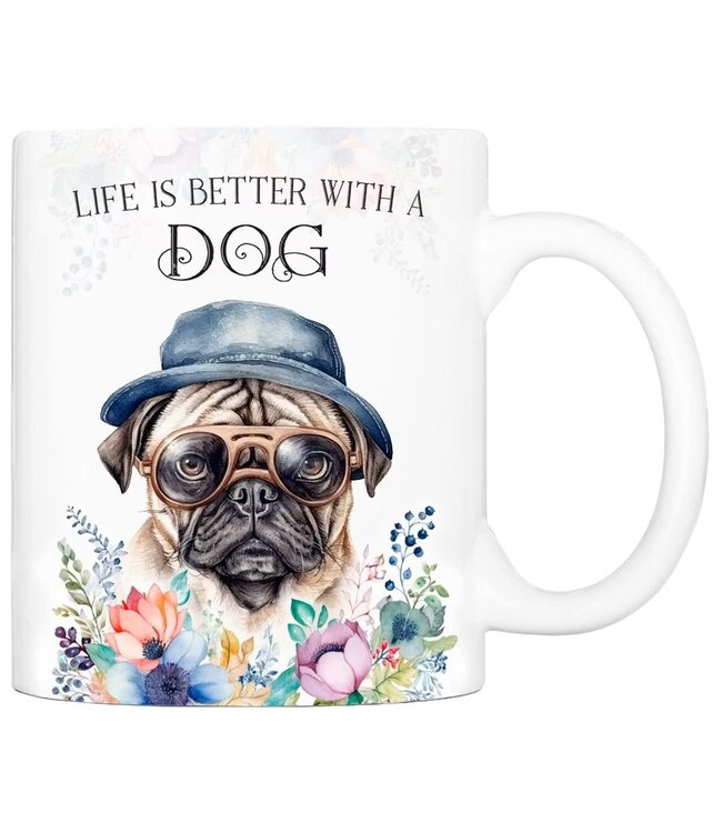 Cadouri -  Tasse LIFE IS BETTER WITH A DOG mit Mops