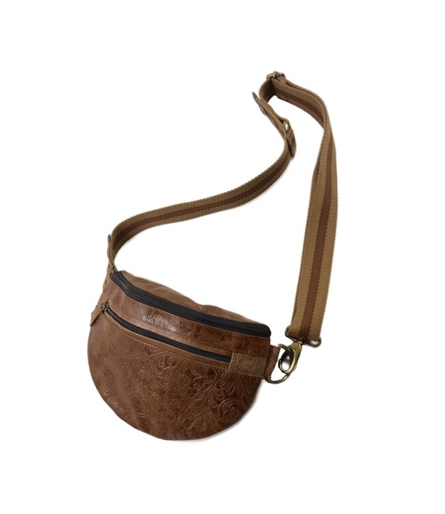 Nijens - Gassitasche Crossbodybag aus Leder mit floralem Design