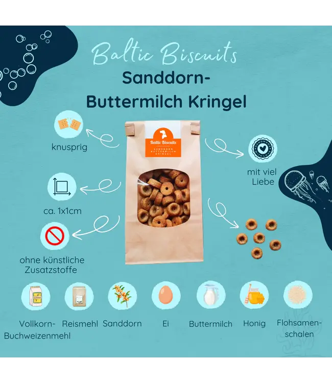 Baltic Biscuits - Hundekekse Sanddorn-Buttermilch Kringel - 100g