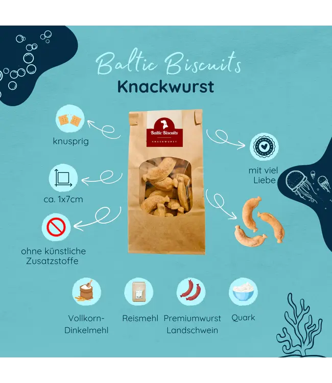 Baltic Biscuits - Hundekekse Knackwurst - 100g