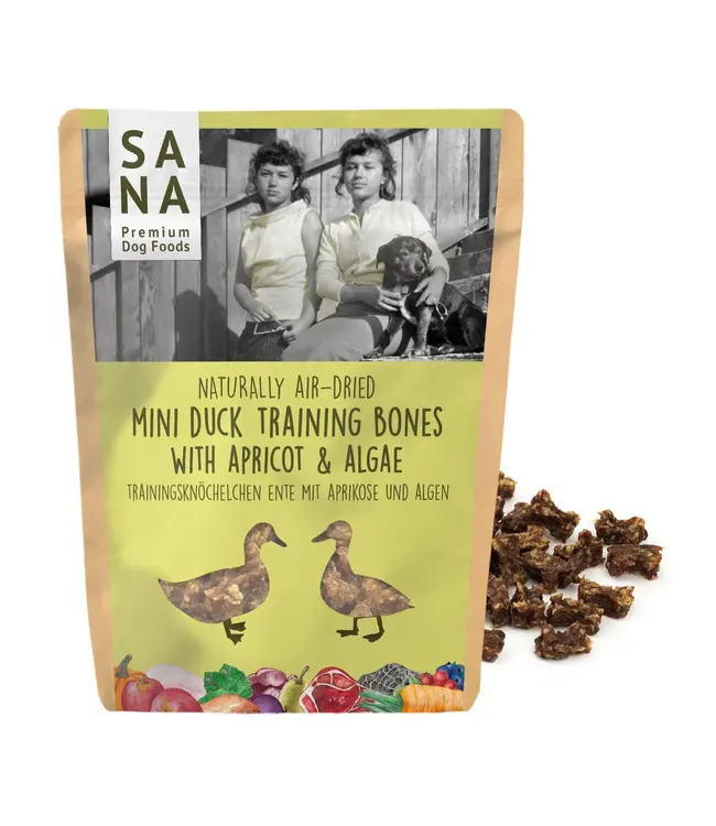 SANADOG -  Trainingsknöchelchen Ente mit Aprikose und Alge (100g)