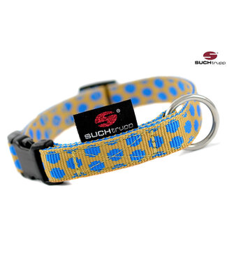 Suchtrupp -  Hundehalsband Dots Beige-Royalblue