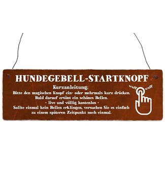 Interluxe - Shabby Vintage Holzschild "Hundegebell-Startknopf"