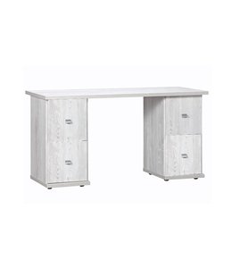BEUK 58 x 140 - 71cm Hoog - Bureau Met Opberg - Licht Grijs Hout Deuren - Son