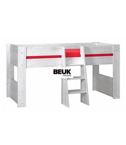 BEUK Hoogslaper 90x200 cm – licht grijs – incl trap en uitvalbeveiliging – Son