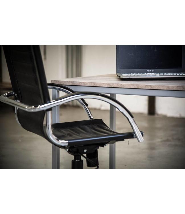 BEUK Bureautafel - Donker Grijs Hout - Alu Frame - 120x80