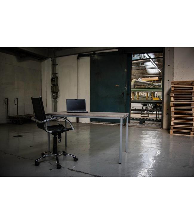BEUK Bureautafel - Donker Grijs Hout - Alu Frame - 80x80