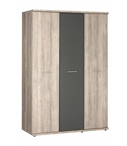 BEUK Kledingkast 3-deurs 200x134x58 Donkergrijs hout