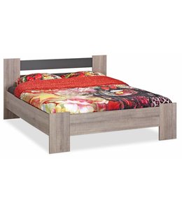 BEUK Tweepersoonsbed 160x220 Donkergrijs hout