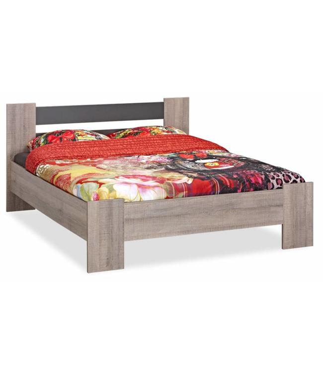 BEUK Bedframe 180x210 - Donker grijs hout - Baarle-Nassau | incl. middenbalk (Nederlands Product)