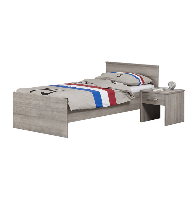 BEUK Bedframe 90x220 cm - Donker Grijs Hout - Bavel  (Nederlands Product)