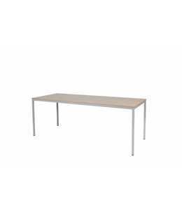 BEUK Bureautafel 200x80 - Donker Grijs Hout - Alu Frame