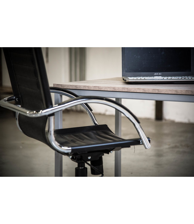 BEUK Bureautafel - Donker Grijs Hout - Alu Frame - 120x60