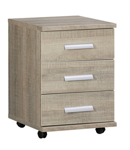 BEUK Rolcontainer - 3 laden - Donker Grijs Hout