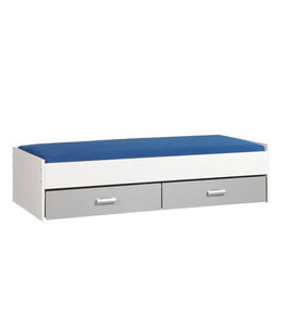 BEUK Bed met opbergruimte 90x200 Wit - aluminium lades
