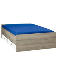 BEUK Bed met opbergruimte | 140x200 | Donker Grijs Hout | Inclusief witte lades | 4 stuks 60cm diep (Nederlands Product)