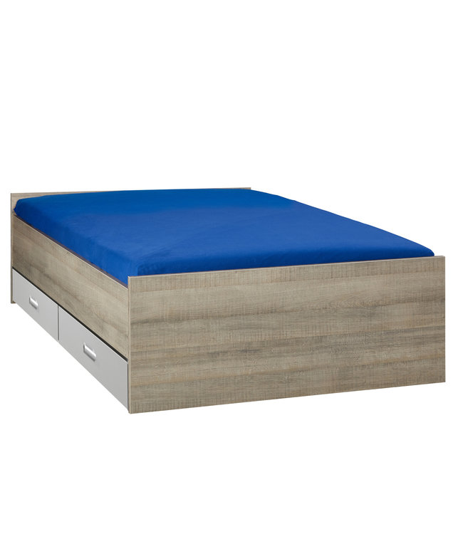 BEUK Bed met opbergruimte | 160x200 | Donker Grijs Hout | Inclusief aluminium lades | 4 stuks 60cm diep