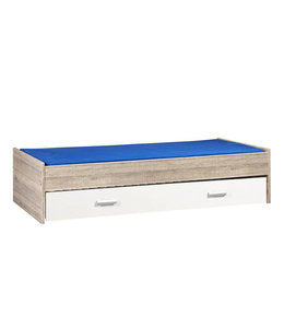 BEUK Bed met opbergruimte | 90x200 | Donkergrijs Hout | Inclusief witte bedlade