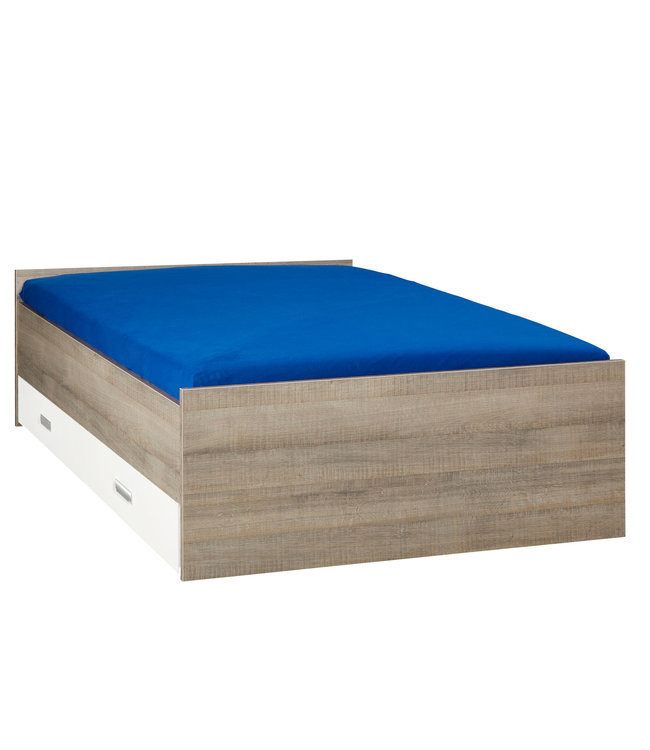 BEUK Bed met opbergruimte | 120x200 | Donkergrijs Hout | Inclusief witte bedlade (Nederlands Product)