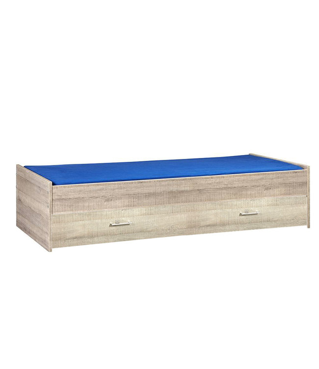 BEUK Bed met opbergruimte | 90x200 | Donkergrijs Hout | Inclusief donkergrijze houten bedlade (Nederlands Product)