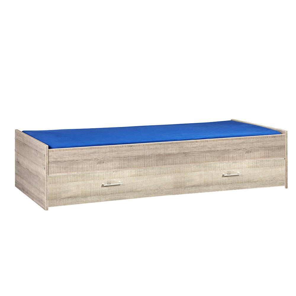 Slapen Persoonlijk Certificaat Bed met opbergruimte | 90x200 | Donkergrijs | Inclusief grijze lade - BEUK  Meubels