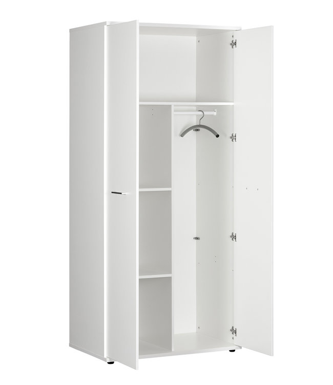 BEUK Kledingkast 2 Deurs - 200 x 89 x 58cm - Wit - Effen