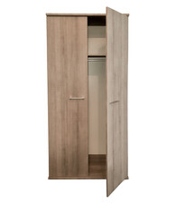 BEUK Kledingkast 2 Deurs - 187 x 83 x 54cm - Donker Grijs Hout - Bavel (Nederlands Product)