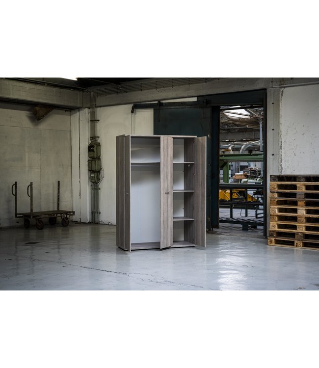 BEUK Kledingkast 3 Deurs – 200 x 134 x 58cm - Donker Grijs Hout -  Bavel (Nederlands Product)