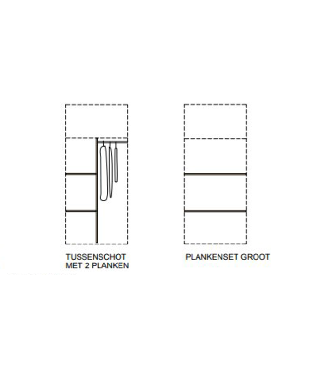 BEUK Kledingkast 2 Deurs - 200 x 89 x 58cm - Wit - Effen