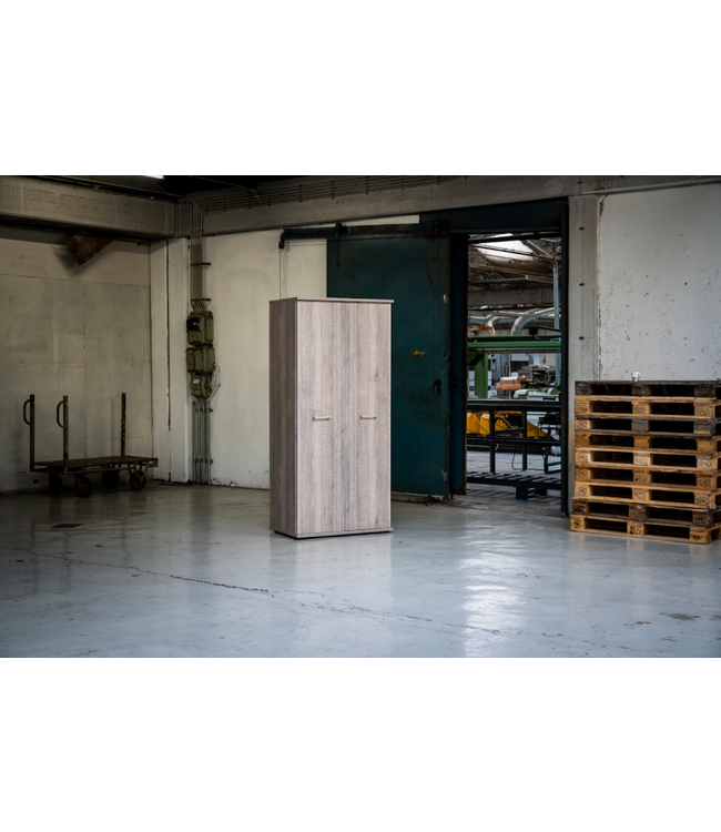 BEUK Kledingkast 2 Deurs - 180 x 54 x 42cm - Donker Grijs Hout - Bavel (Nederlands Product)