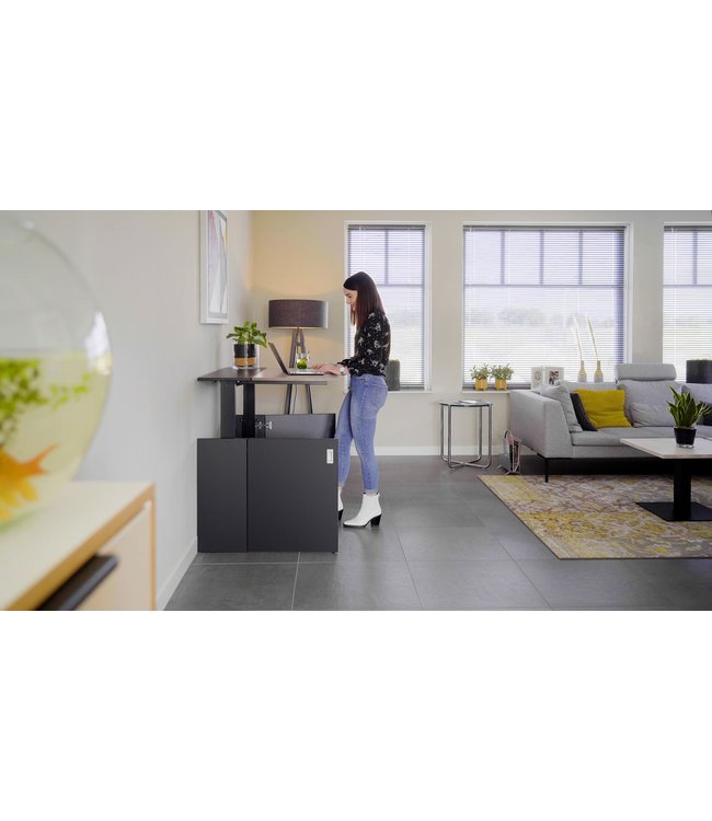 VEPA Homefit Thuiswerkplek | Zit Sta Bureau | 61 - 118cm | Electrisch | Eiken Zwart (Nederlands Product - BUUR Collectie)