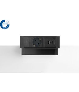 Filex Power Desk Up - 2x stroom - 2x usb (stroom) - Zwart