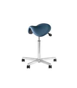 Beta Stoelen Saddle -  Ergonomische Zadelkruk - Blauw- Gepolijst Aluminium Voetplaat - Met Wielen