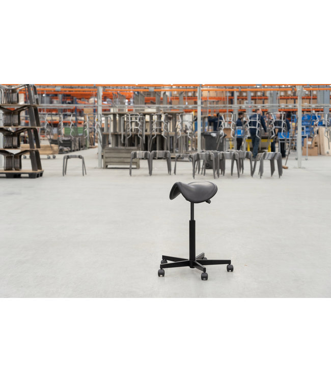 Beta Stoelen Saddle -  Ergonomische Zadelkruk - Antraciet - Gepolijst Aluminium Voetplaat - Met Wielen