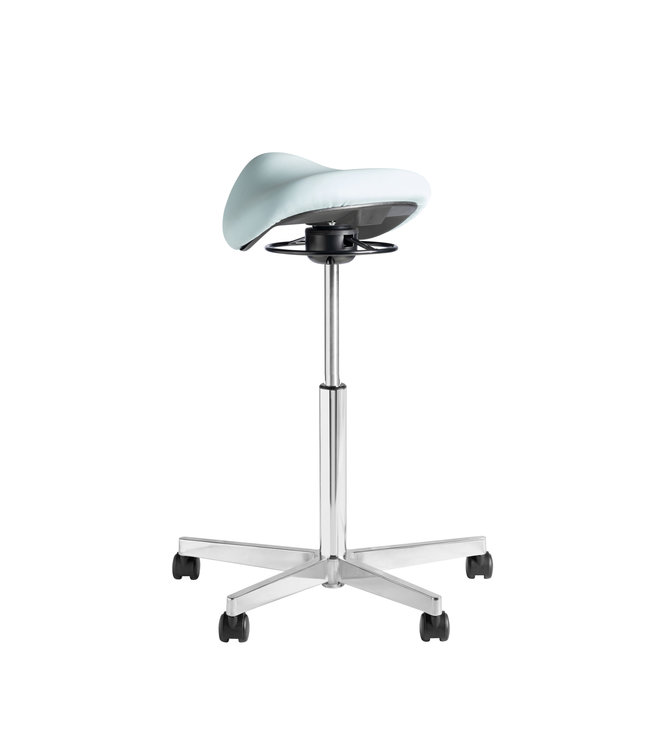 Beta Stoelen Saddle -  Ergonomische Zadelkruk - Wit - Gepolijst Aluminium Voetplaat - Met Wielen