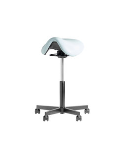 Beta Stoelen Ergonomische zadelkruk op wielen Be Saddle - Wit - Zwart voetplaat