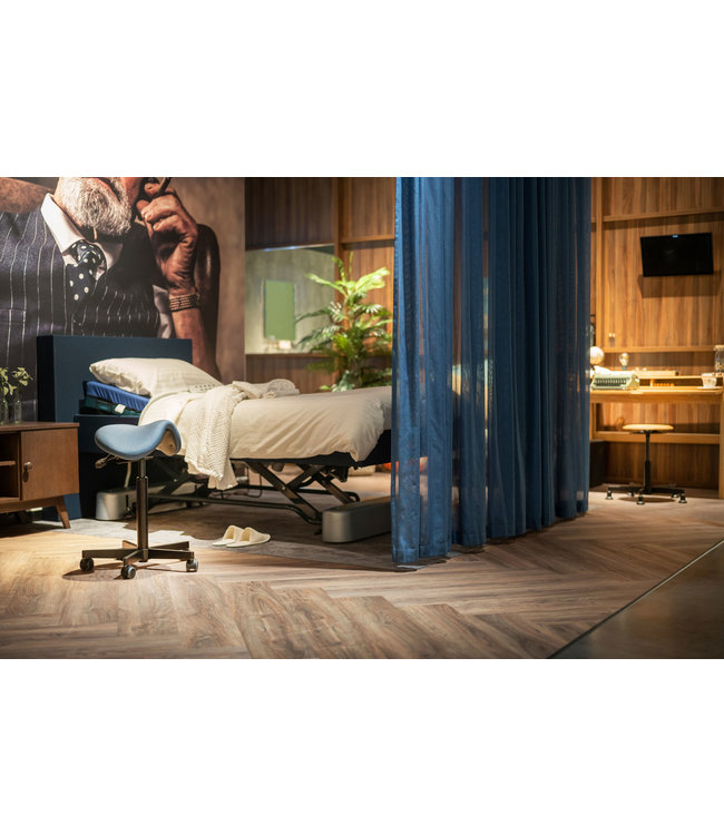 Beta Stoelen Saddle -  Ergonomische Zadelkruk - Blauw- Gepolijst Aluminium Voetplaat - Met Wielen